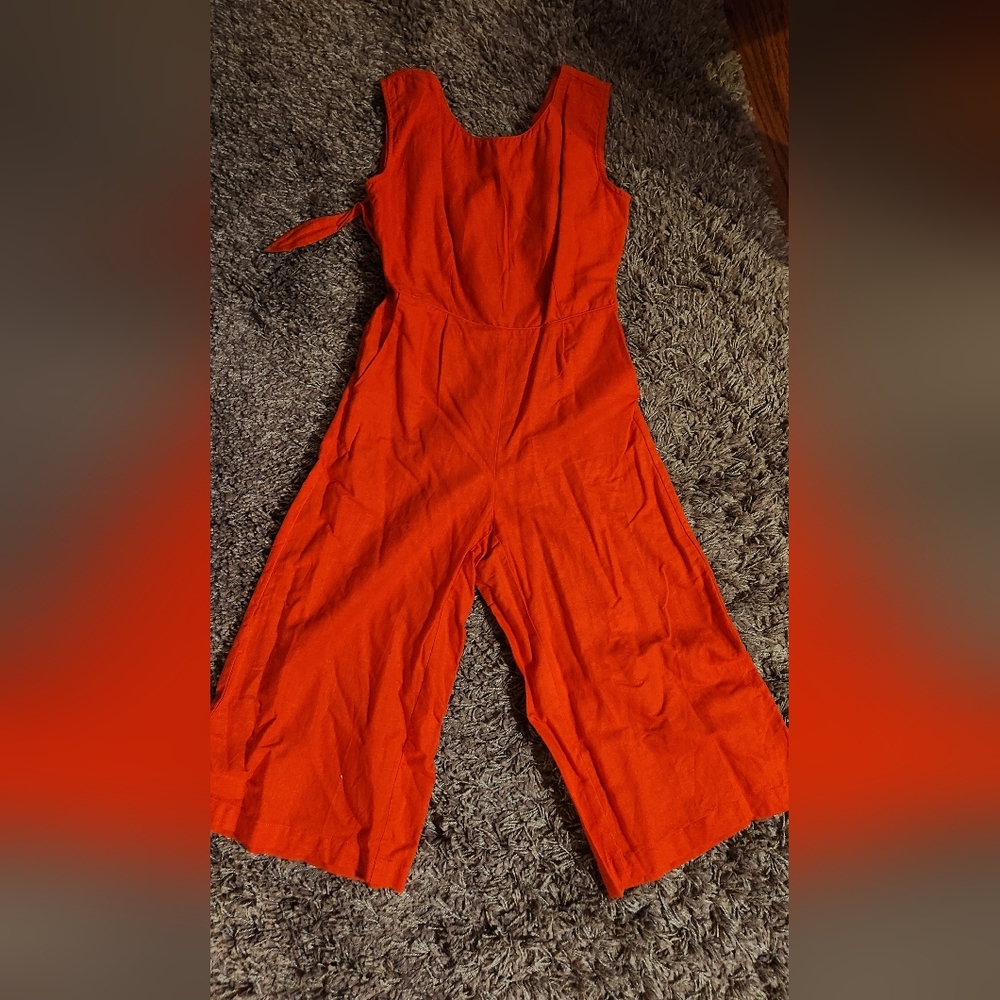 Tie Back Linen Jumpsuit